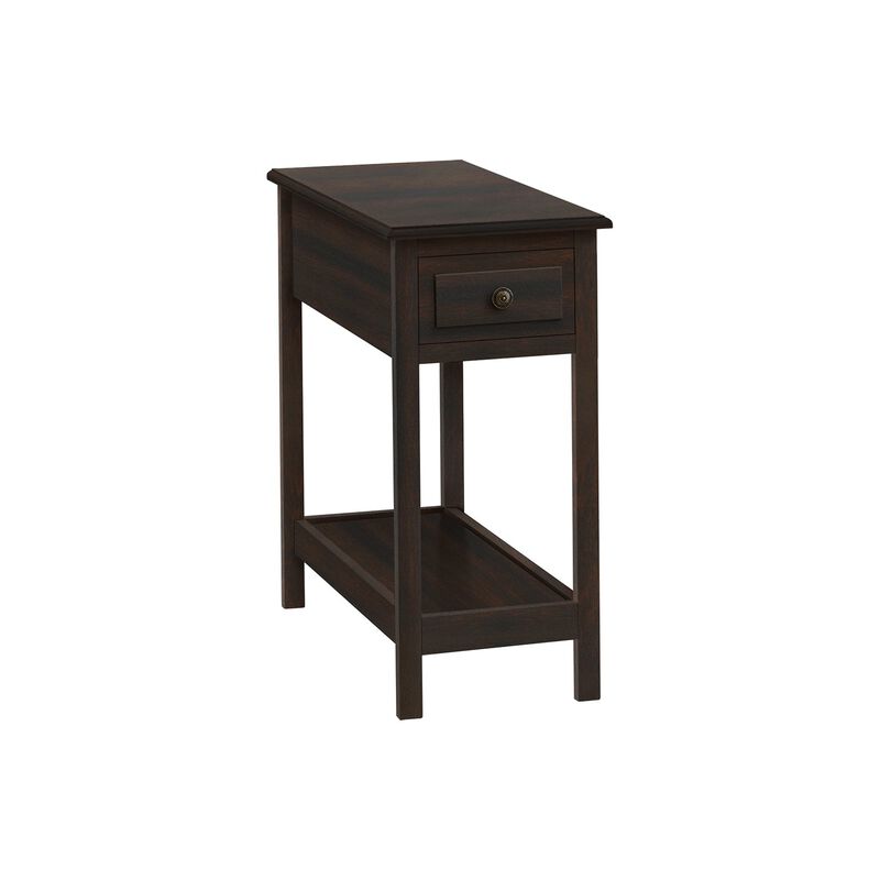 Monarch Specialties I 3990 - Accent Table, 2 Tier, End, Side Table, Narrow, Nightstand, Bedroom, Storage Drawer, Lamp, Brown Veneer, Transitional