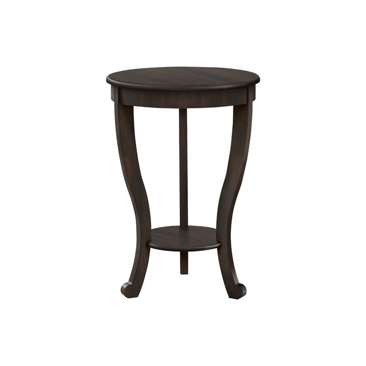 Monarch Specialties I 3974 - Accent Table, 2 Tier, Bedroom, End, Lamp, Nightstand, Round, Side Table, Brown Veneer, Traditional