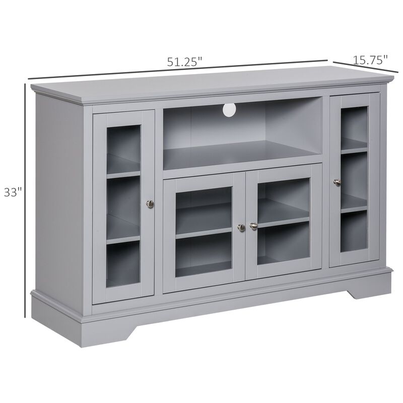 Modern Sideboard with Storage, Console Table, Buffet Cabinet with Glass Doors for Living Room, Kitchen, Grey