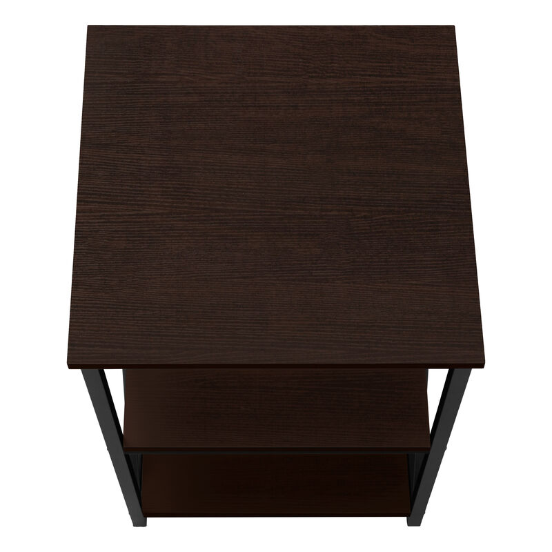 Monarch Specialties I 3598 Accent Table, Side, End, Nightstand, Lamp, Living Room, Bedroom, Metal, Laminate, Brown, Black, Contemporary, Modern