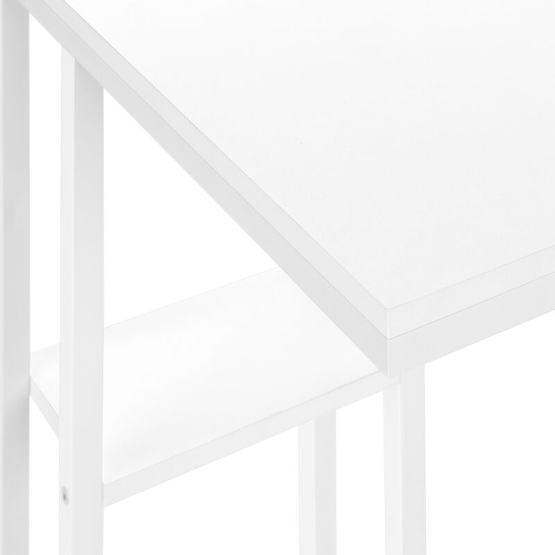 Monarch Specialties I 3676 Accent Table, C-shaped, End, Side, Snack, Living Room, Bedroom, Metal, Laminate, White, Contemporary, Modern