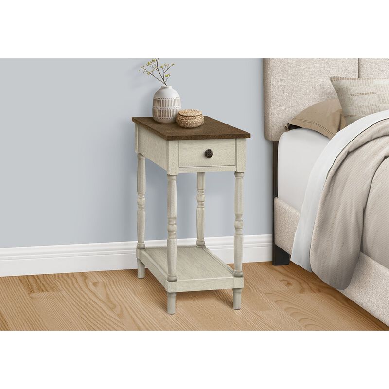 Monarch Specialties I 3957 - Accent Table, 2 Tier, End, Side Table, Nightstand, Bedroom, Narrow, Lamp, Storage Drawer, Traditional