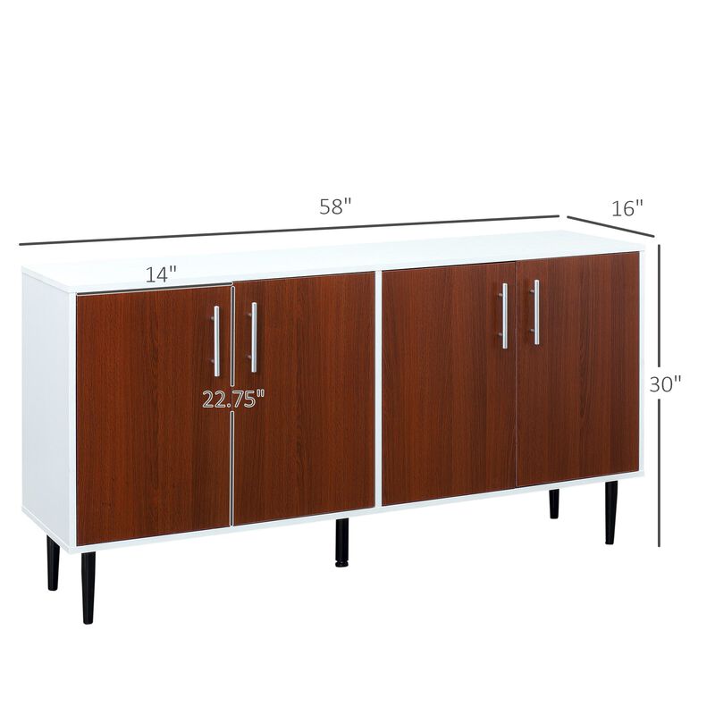 Modern Sideboard Buffet Kitchen Storage Cabinet Console Table with Adjustable Shelves, Anti-Topple Design, and Large Countertop, Brown