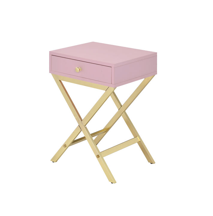 ACME Coleen Accent Table, Pink & Gold