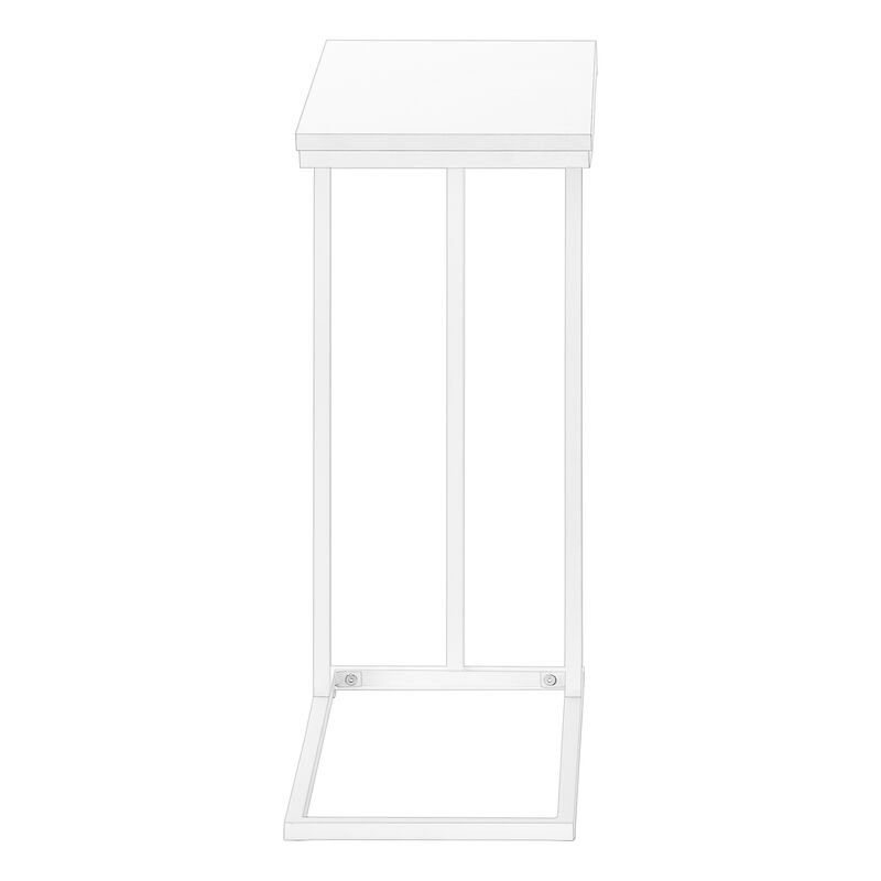 Monarch Specialties I 3468 Accent Table, C-shaped, End, Side, Snack, Living Room, Bedroom, Metal, Laminate, White, Contemporary, Modern