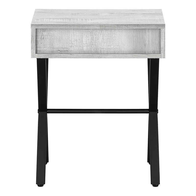 Monarch Specialties I 3451 Accent Table, Side, End, Nightstand, Lamp, Storage Drawer, Living Room, Bedroom, Metal, Laminate, Grey, Black, Contemporary, Modern