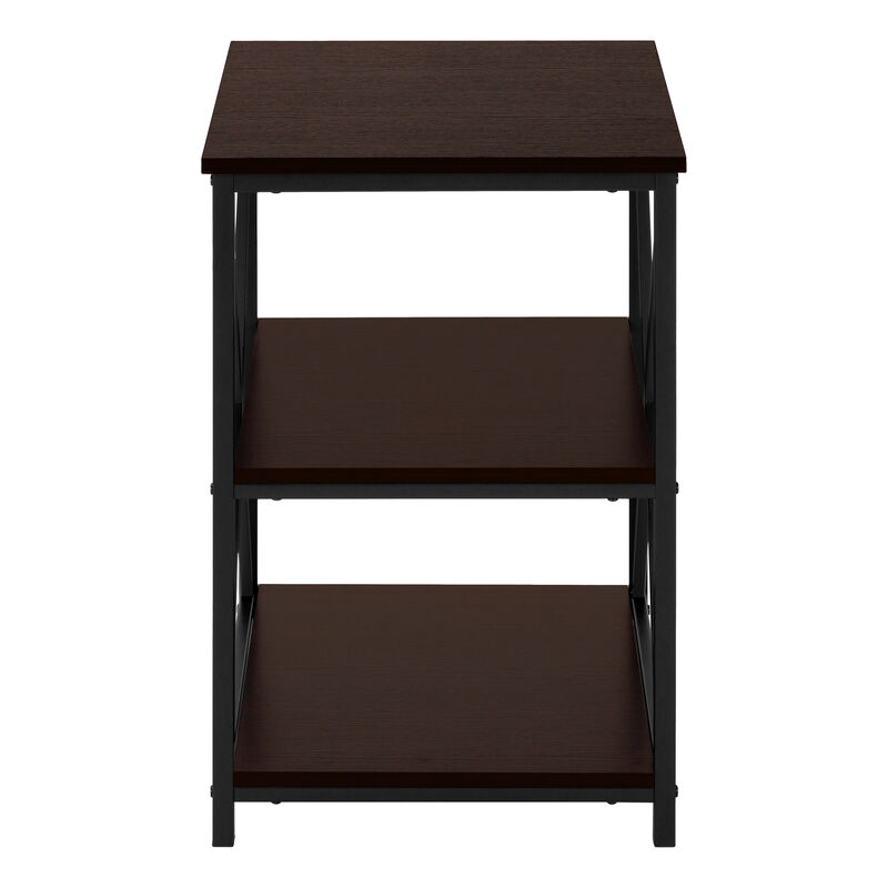 Monarch Specialties I 3598 Accent Table, Side, End, Nightstand, Lamp, Living Room, Bedroom, Metal, Laminate, Brown, Black, Contemporary, Modern