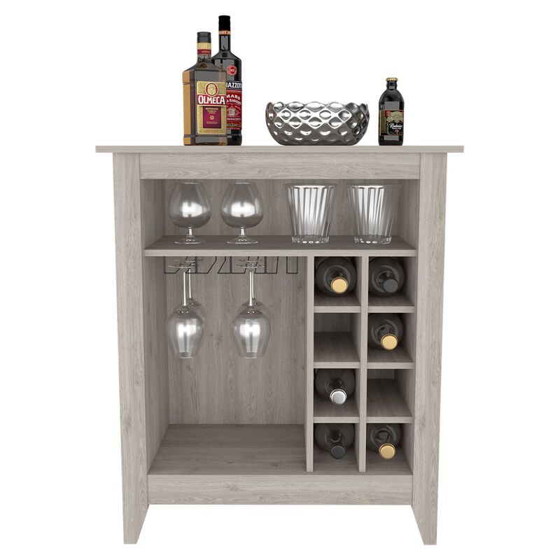 DEPOT E-SHOP Mojito Bar Cabinet, Six Built-in Wine Rack, One Open Drawer, One Open Shelf, Light Gray