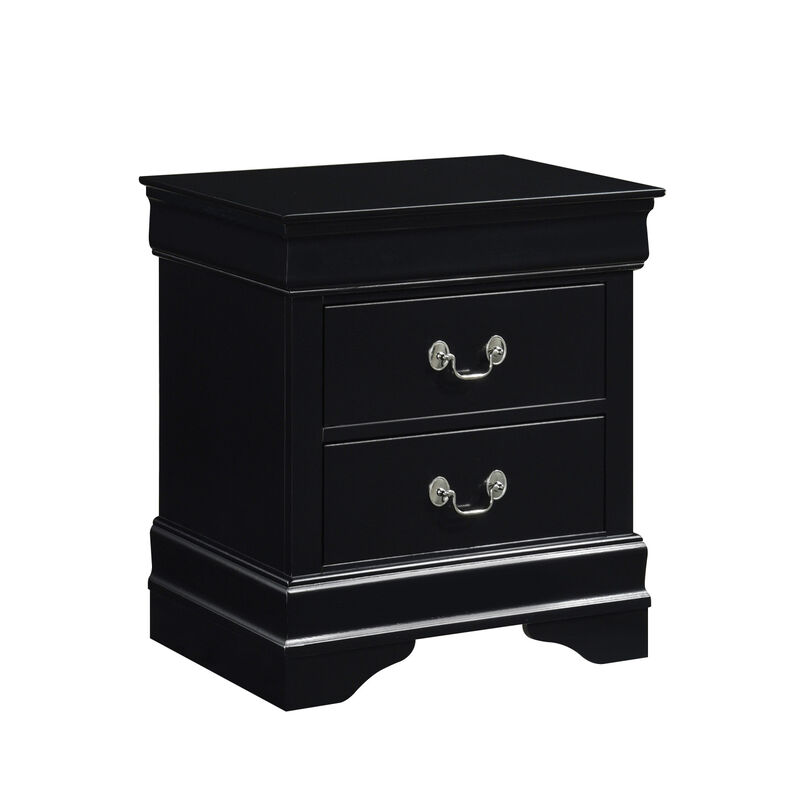 Classic Louis Philippe Style Black Finish 1pc Nightstand of Drawers Traditional Design Bedroom Furniture