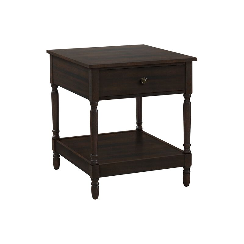 Monarch Specialties I 3976 - Accent Table, 2 Tier, End, Side Table, Square, Nightstand, Bedroom, Lamp, Brown Veneer, Traditional