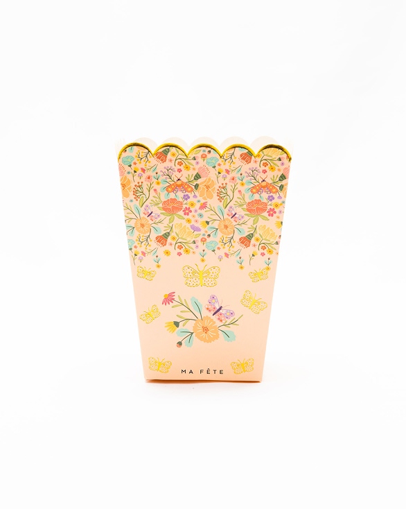 Ma Fete Tea Party Floral Paper Popcorn and Treat Boxes, 12