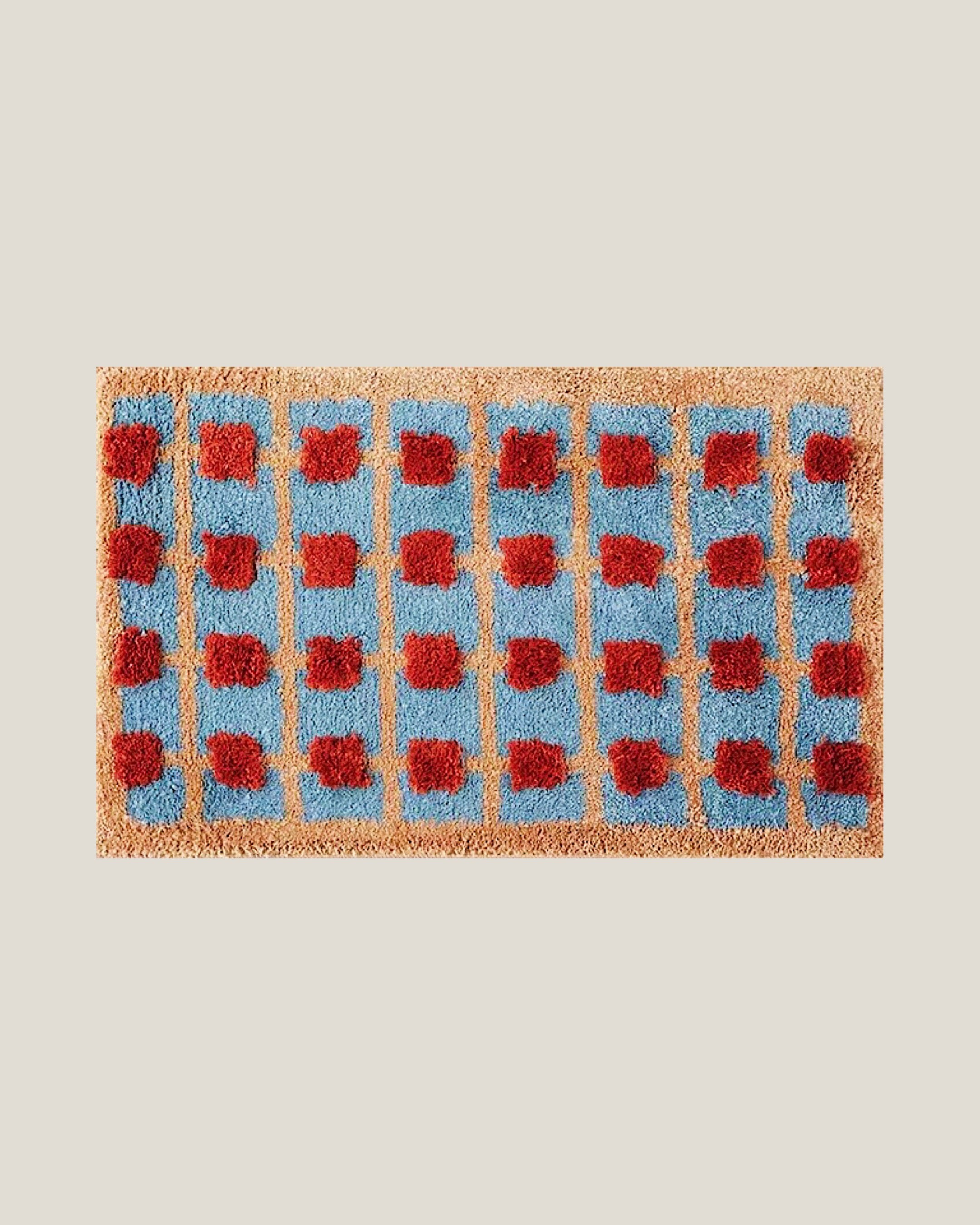 Ultra Soft Retro Whimsica Gridl Bath Rug, Machine-washable, Absorbent Mat