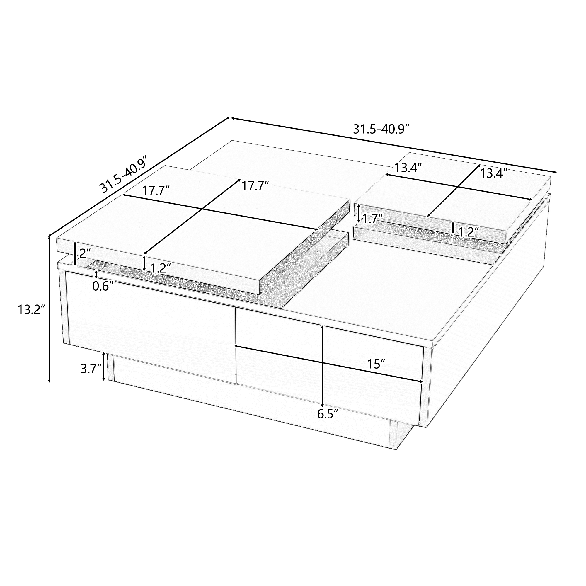 Merax Modern Square Wood Coffee Table