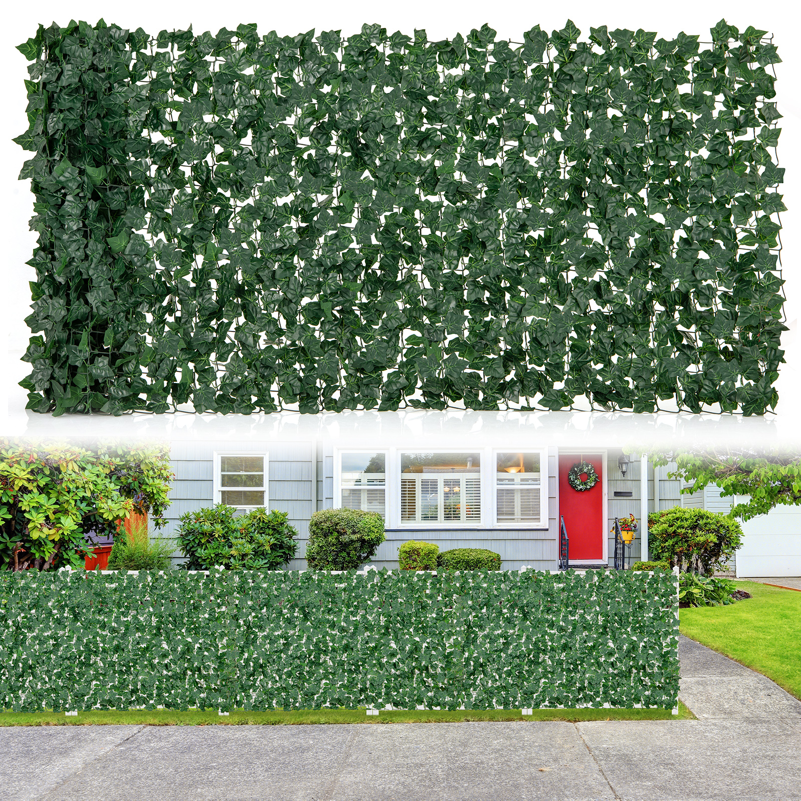 thumbnail image 2 of GOLERAY Expandable Artificial Ivy Leaf Privacy Fence Screen – 48"H X 15"W – Green Faux Hedge Panel, 95% Blockage 2 of 5
