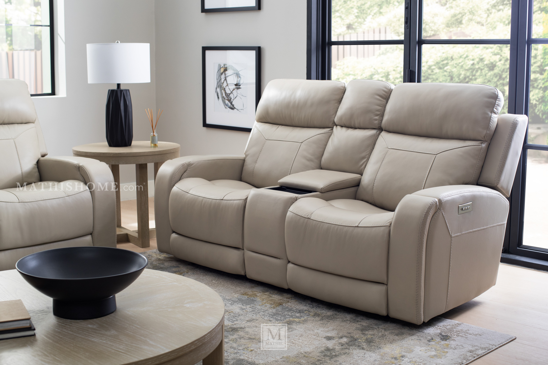 Stevenson Console Power Loveseat in Capriccio Dove | Mathis Home