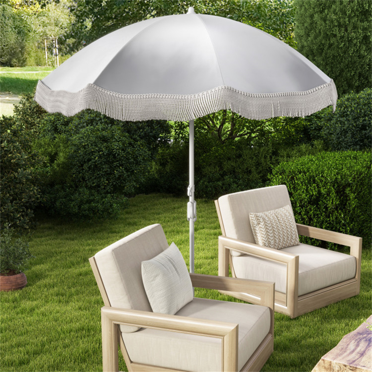 apontus offset patio umbrella Slickblue Offset Cantilever Umbrella with 360° Rotation, Waterproof Sun Shade for Backyard in White/Cream
