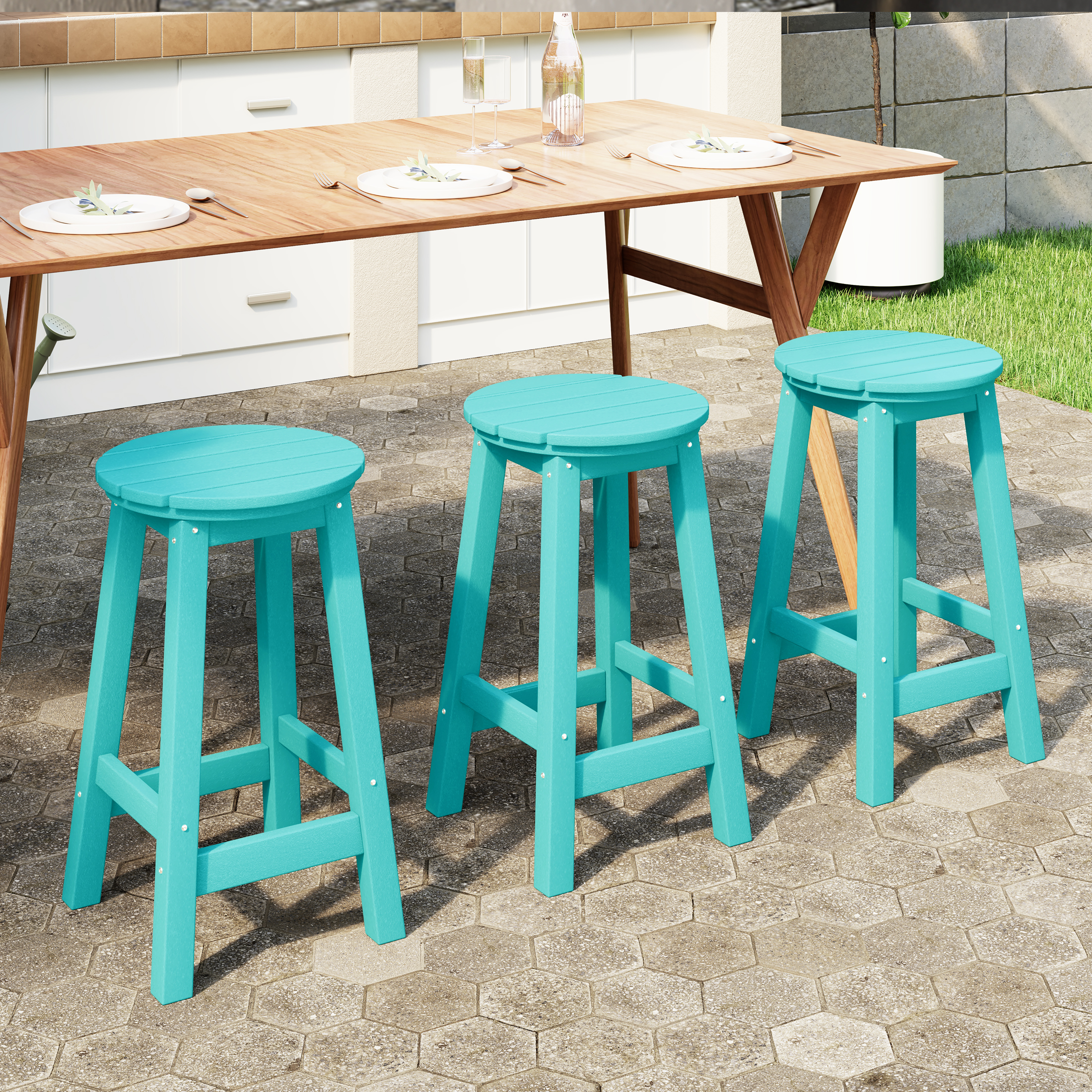 Westintrends Turquoise Counter Height Bar Stools WestinTrends 24