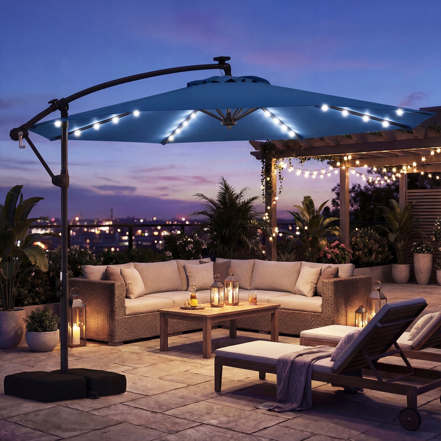 cantilever patio umbrella with base sold at home shows Rectangle Umbrellas Innovative slide Williams Sonoma 10' Square Cantilever