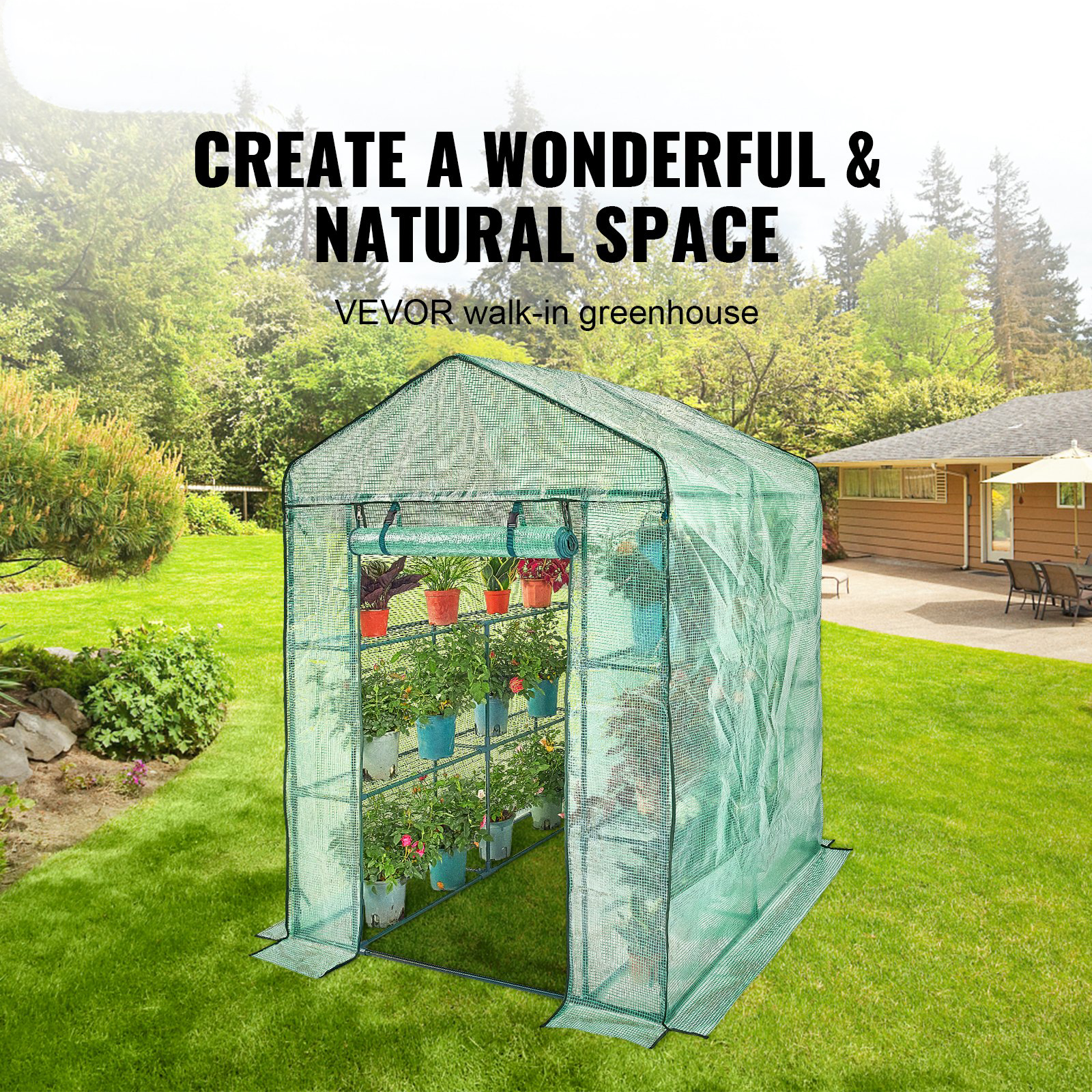 Home-Complete HC-4202 Walk-In Greenhouse Indoor Outdoor with 8 Sturdy Shelves, image size:1600x1600