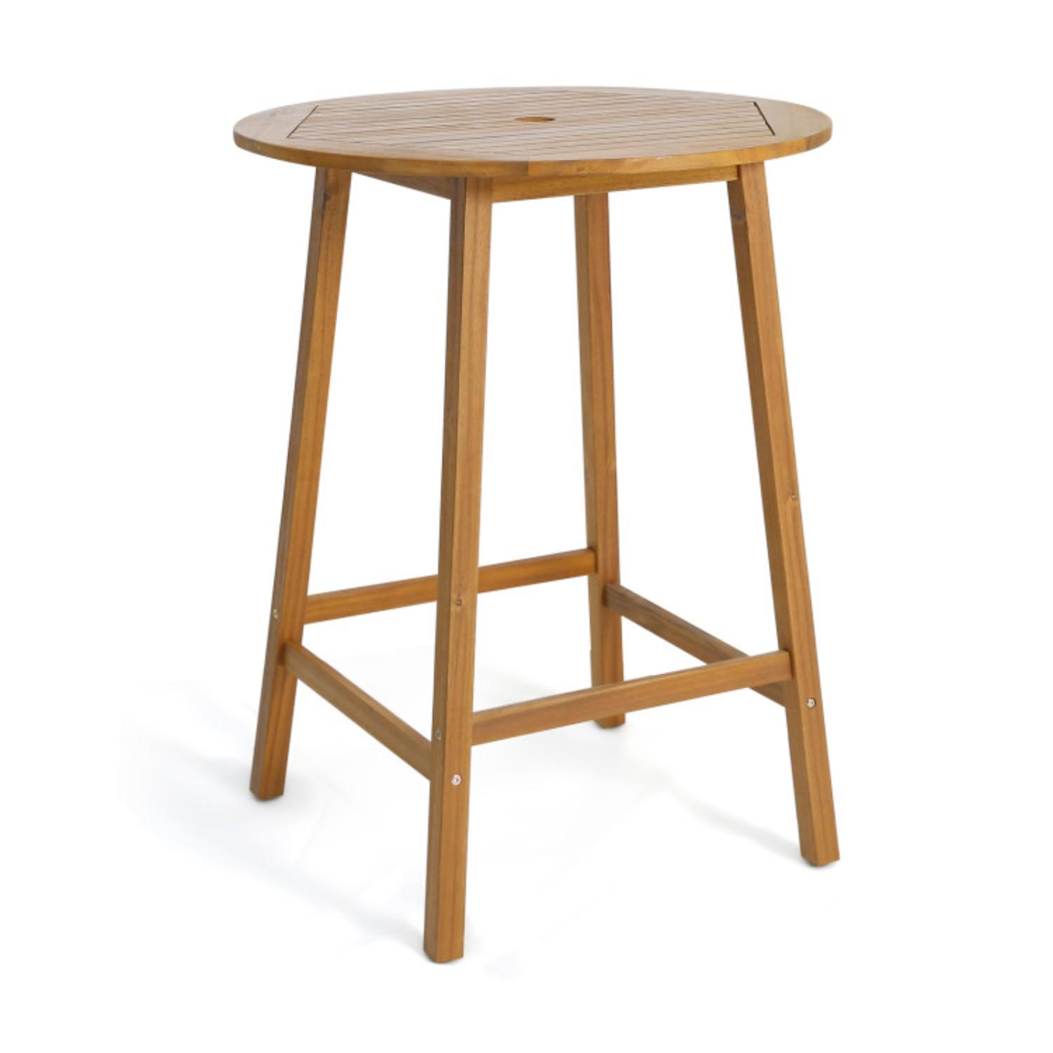 Hivvago Bar Height Table with Umbrella Hole and Slatted Tabletop