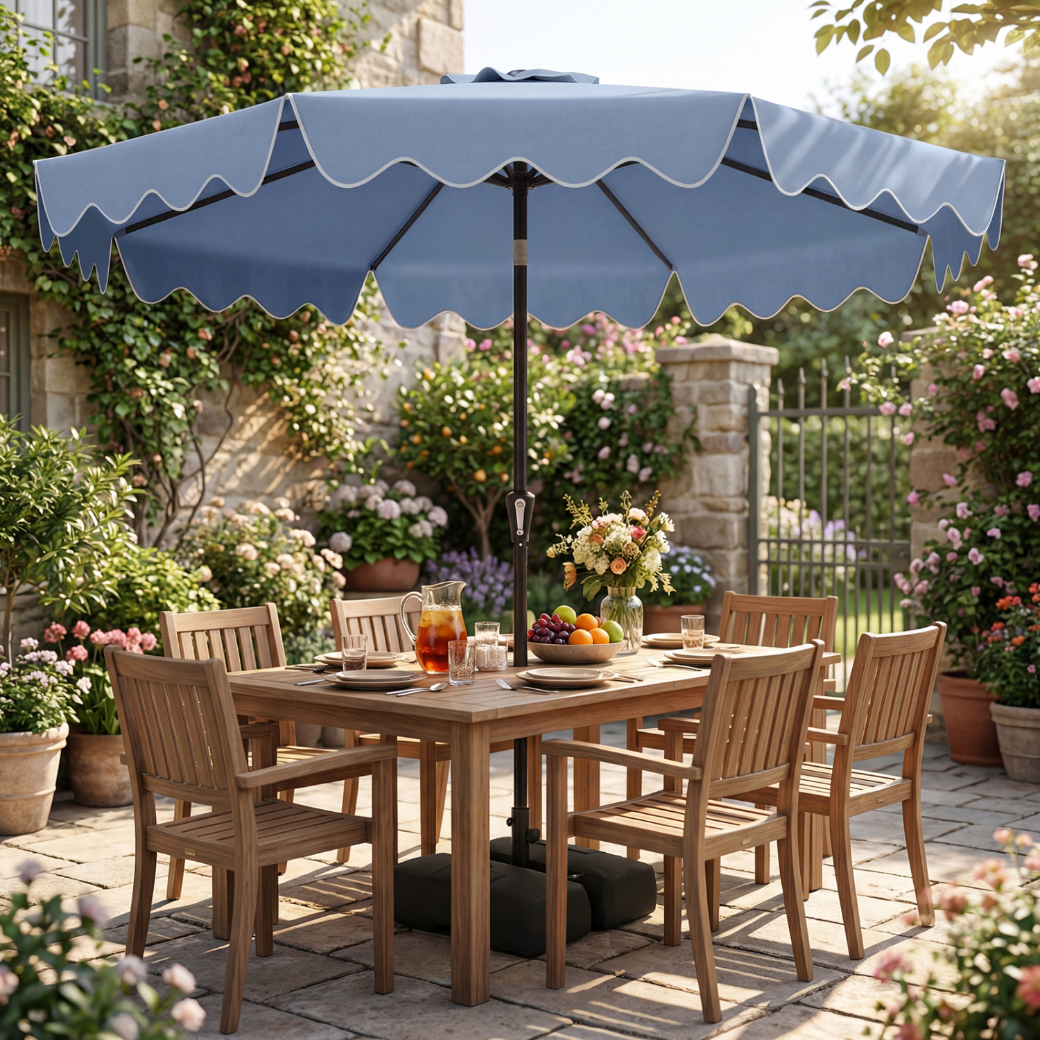 9 patio umbrella base Mondawe 9 Feet Patio Umbrella with Weighted Base and Sandbags in Green