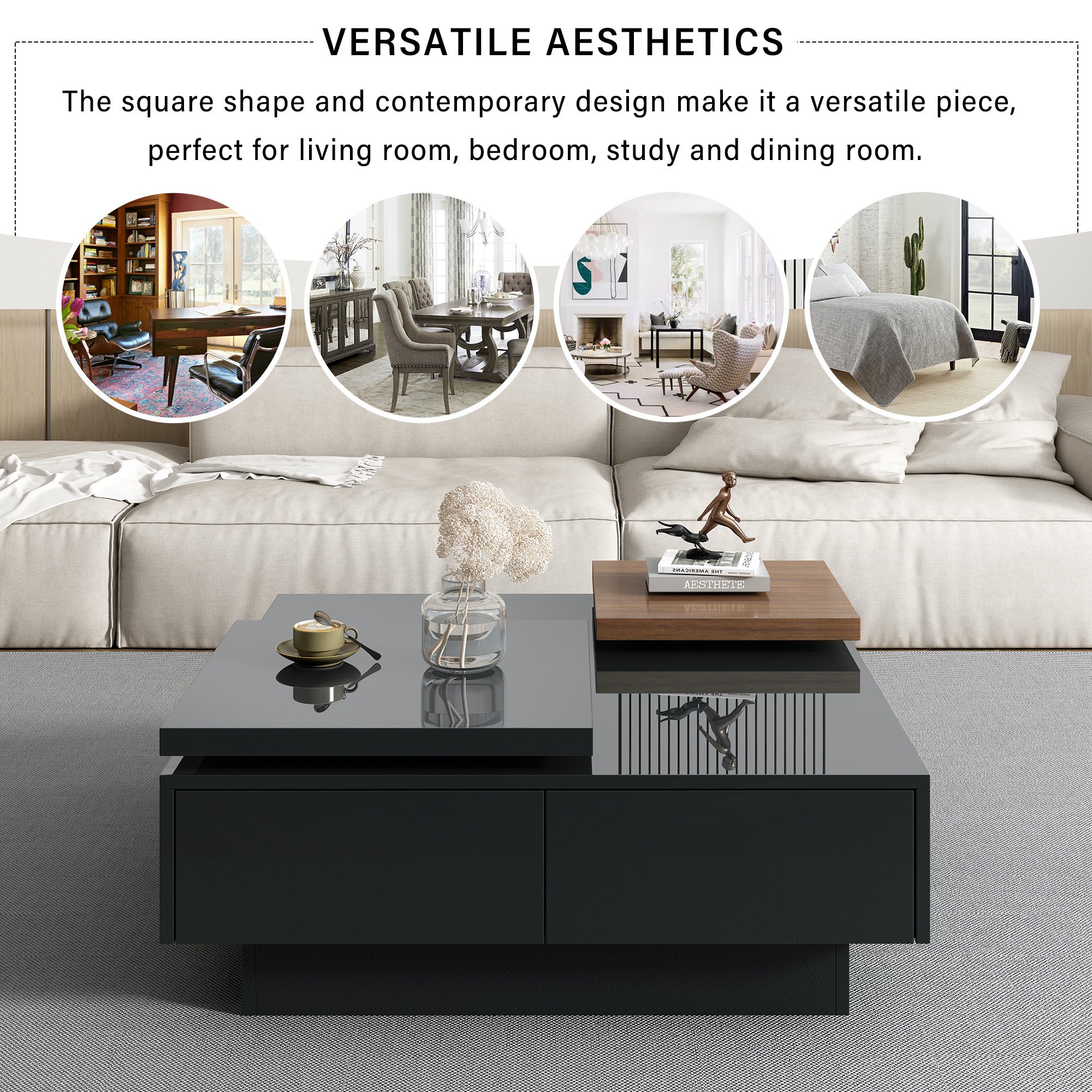 Merax Modern Square Wood Coffee Table