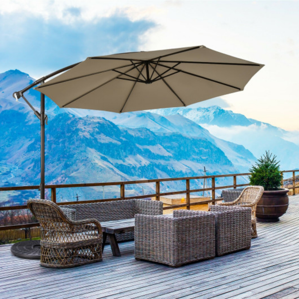 10 hanging umbrella patio sun shade WESTLAKE Ft Solar LED Cantilever Offset w/ Included 4-Piece Base Weights, Gray Transform your patio Lirago Dark Blue 10 Ft
