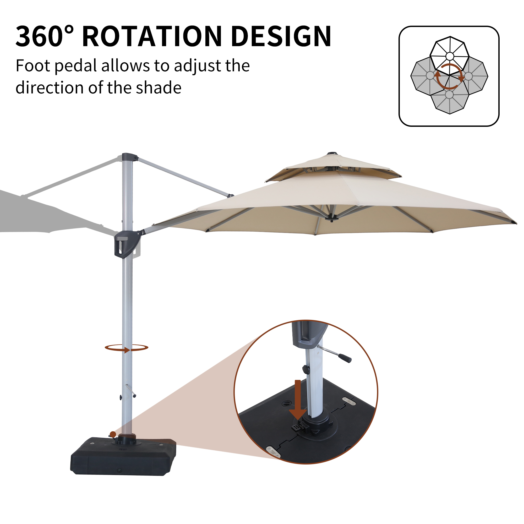 black solar powered offset patio umbrellas 10ft Cantilever Umbrella with Light & Rotation, Tilt Patio Umbrella | this umbrella will indulge BestChoiceProducts10ftOffsetHangingOutdoorMarketPatioUmbrellaw/EasyTiltAdjustment-Yellow Size:58