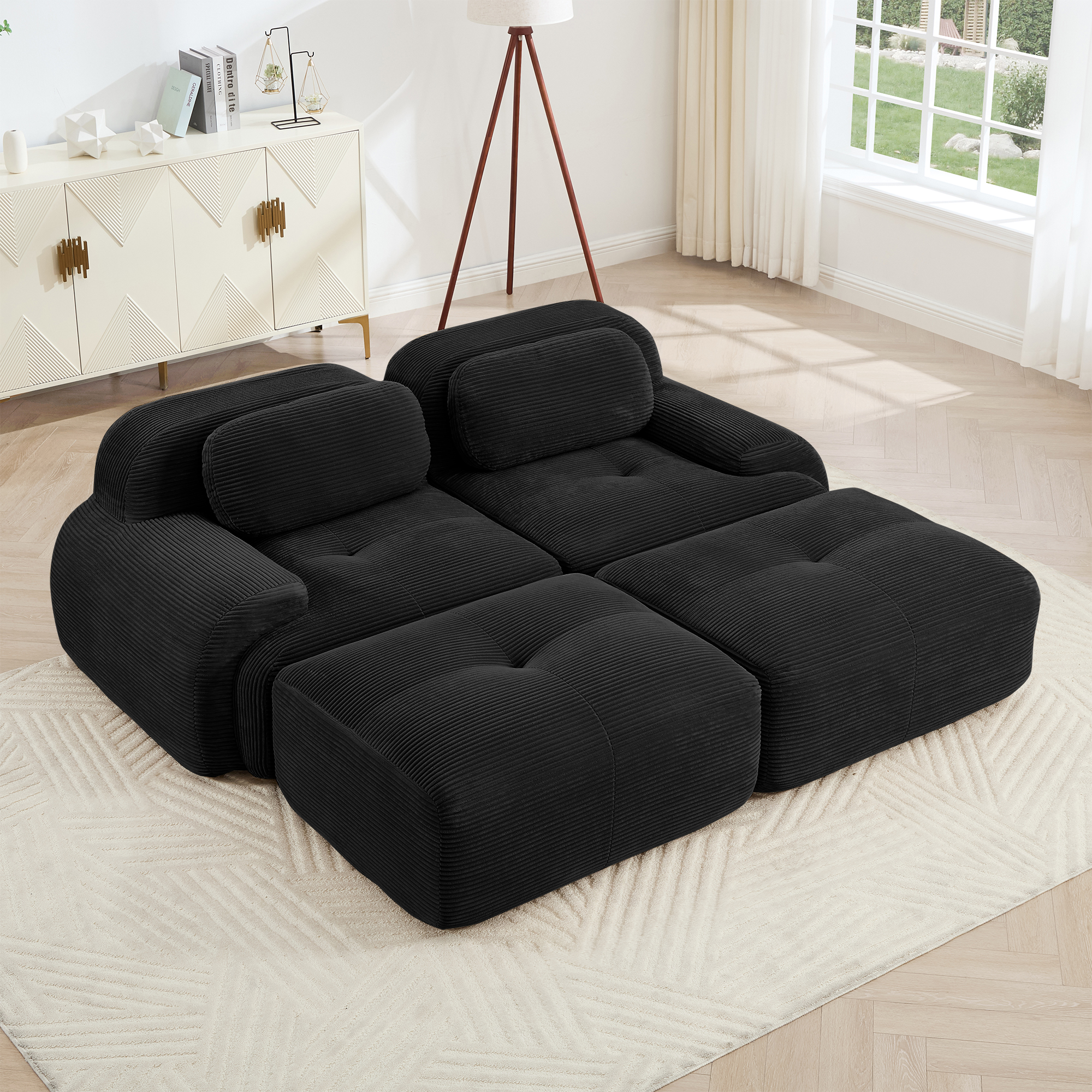 洋書 Time and Two Seats Merax 2-seat sofa in luxuryCorduroy Fabric fabric modular multi
