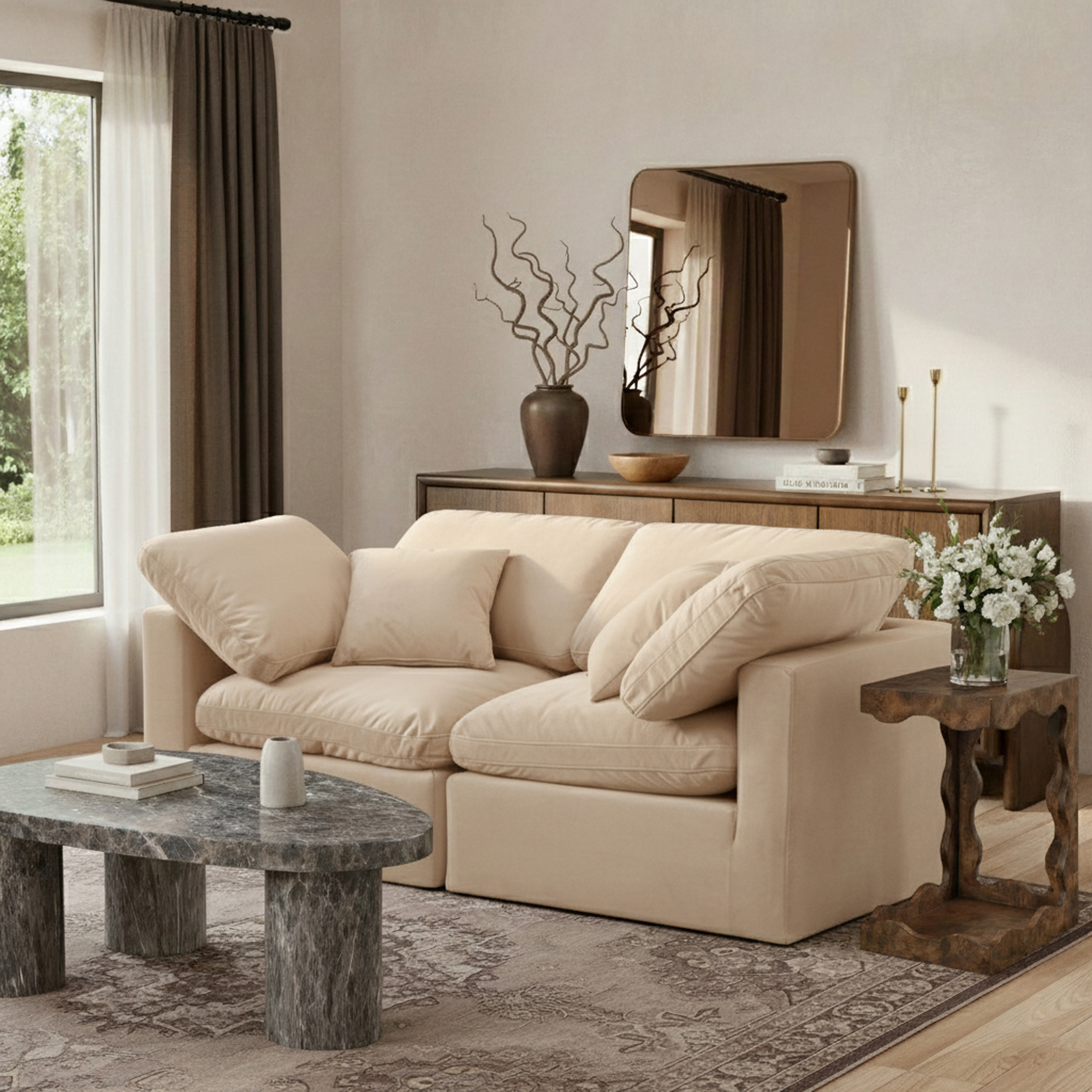 Indulge Beige Velvet 70
