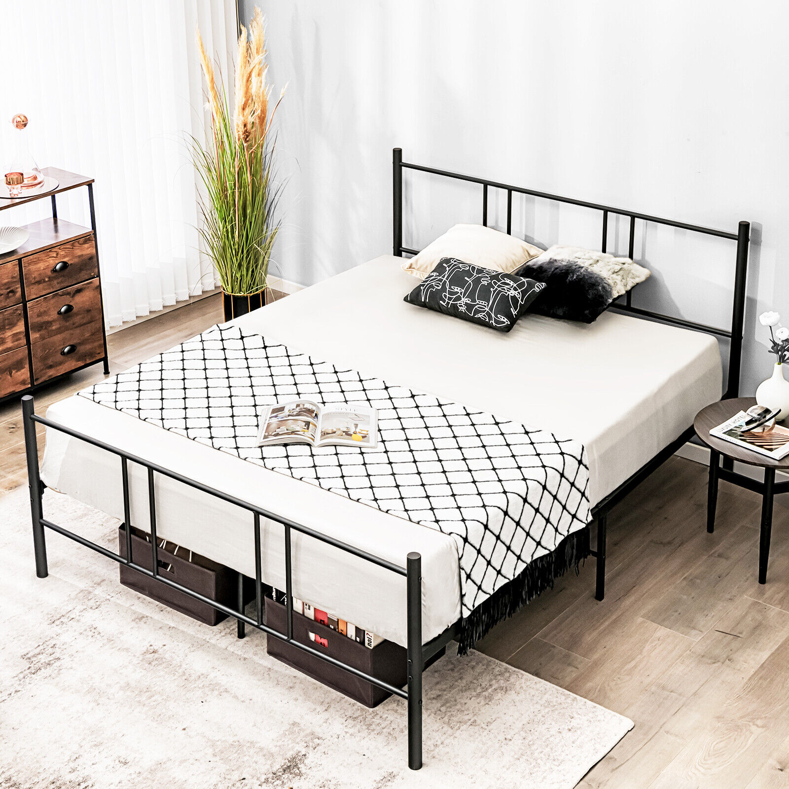 Full/Queen Size Platform Bed Frame with High Headboard Full/Queen Size Platform Bed Frame with High Headboard