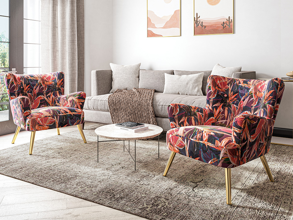 BELLEZE Modern Accent Chair, High Back Floral Pattern Armchair