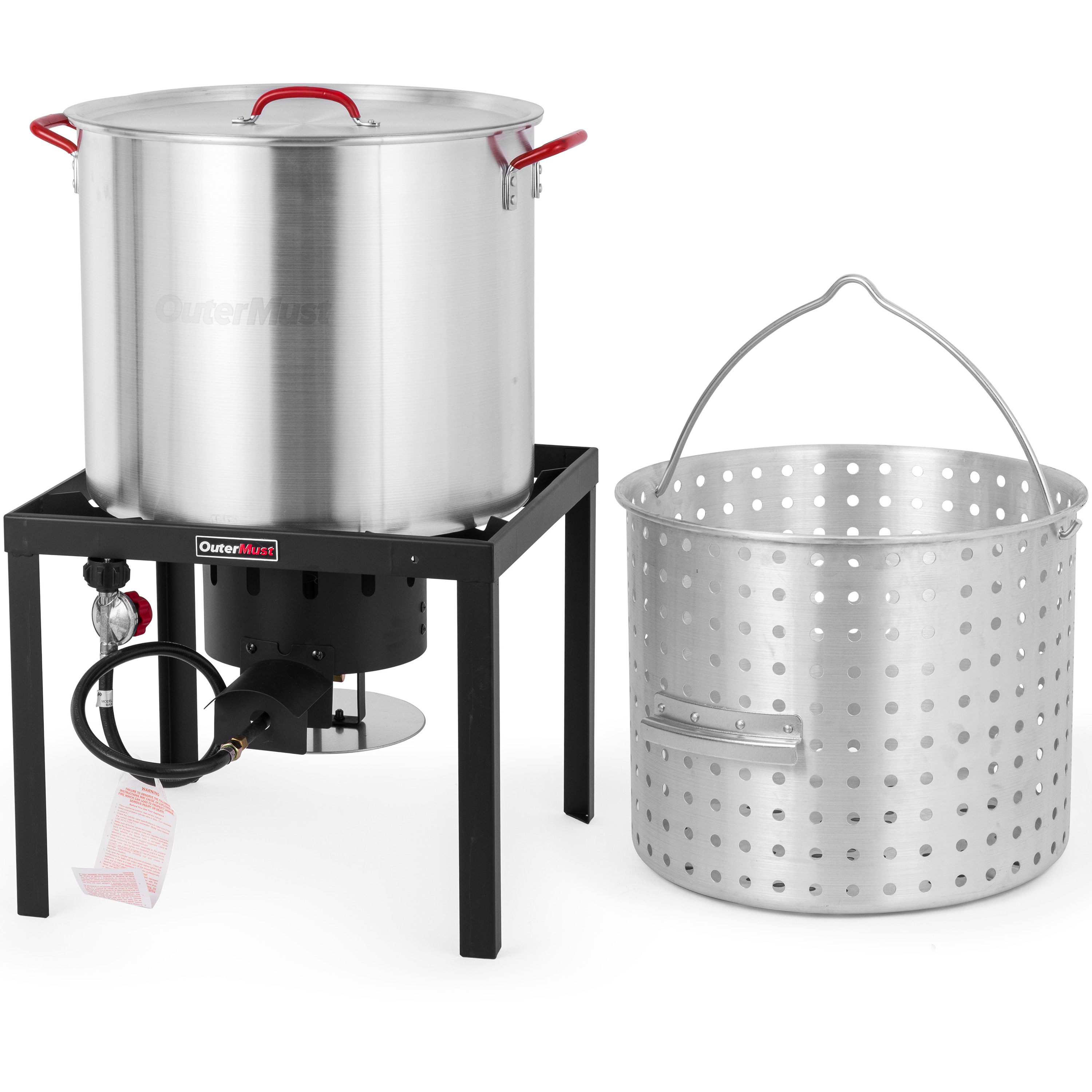 OuterMust 80 Qt. 110,000 BTU Crawfish Boiler with Seafood Boil Pot and Burner