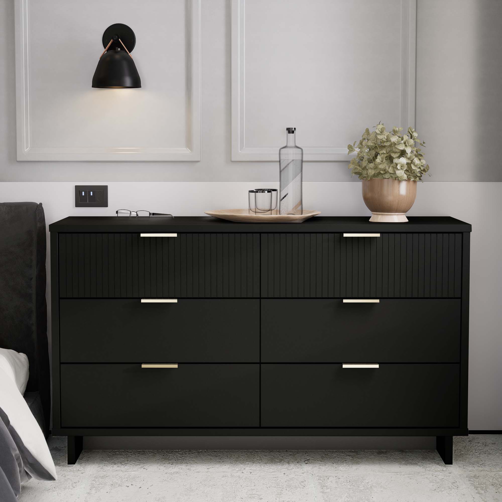 Manhattan Comfort Granville Double Wide Dresser,Black