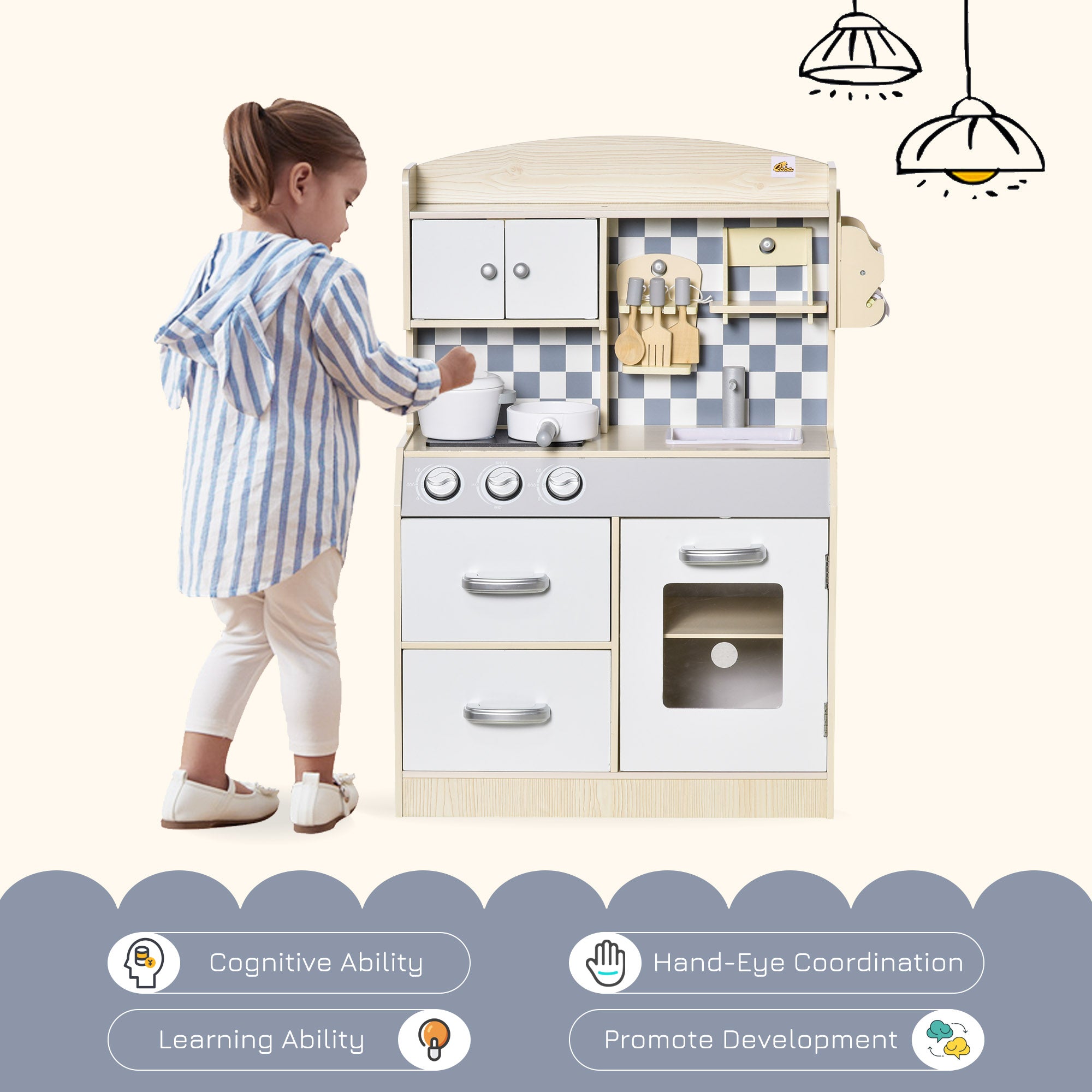 Halifax North America Wooden Play Kitchen with Realistic Lights and Sounds | Mathis Home