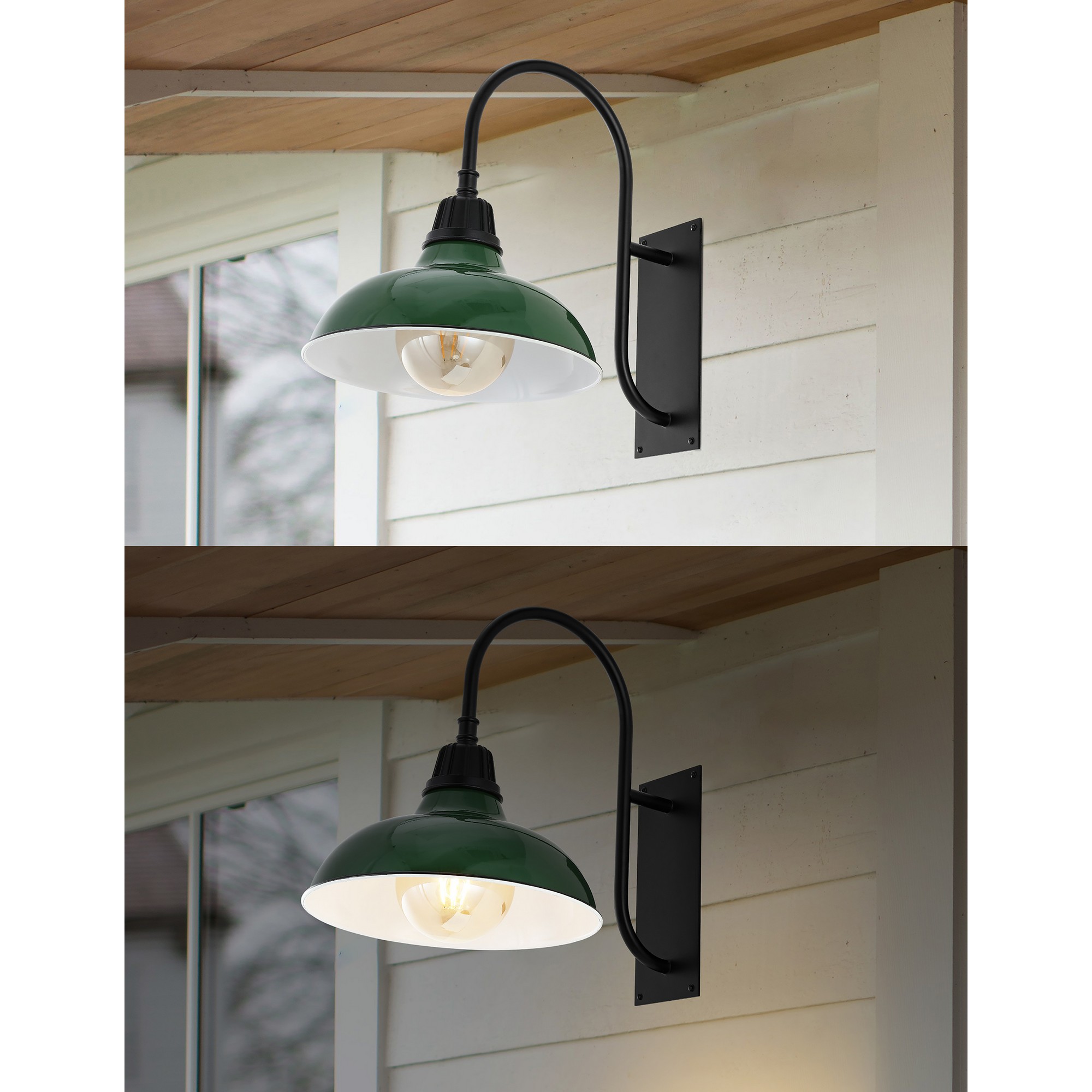 Stanley Farmhouse Industrial Indoor/Outdoor Iron LED Gooseneck Arm Outdoor  Sconce, image size:2000x2000