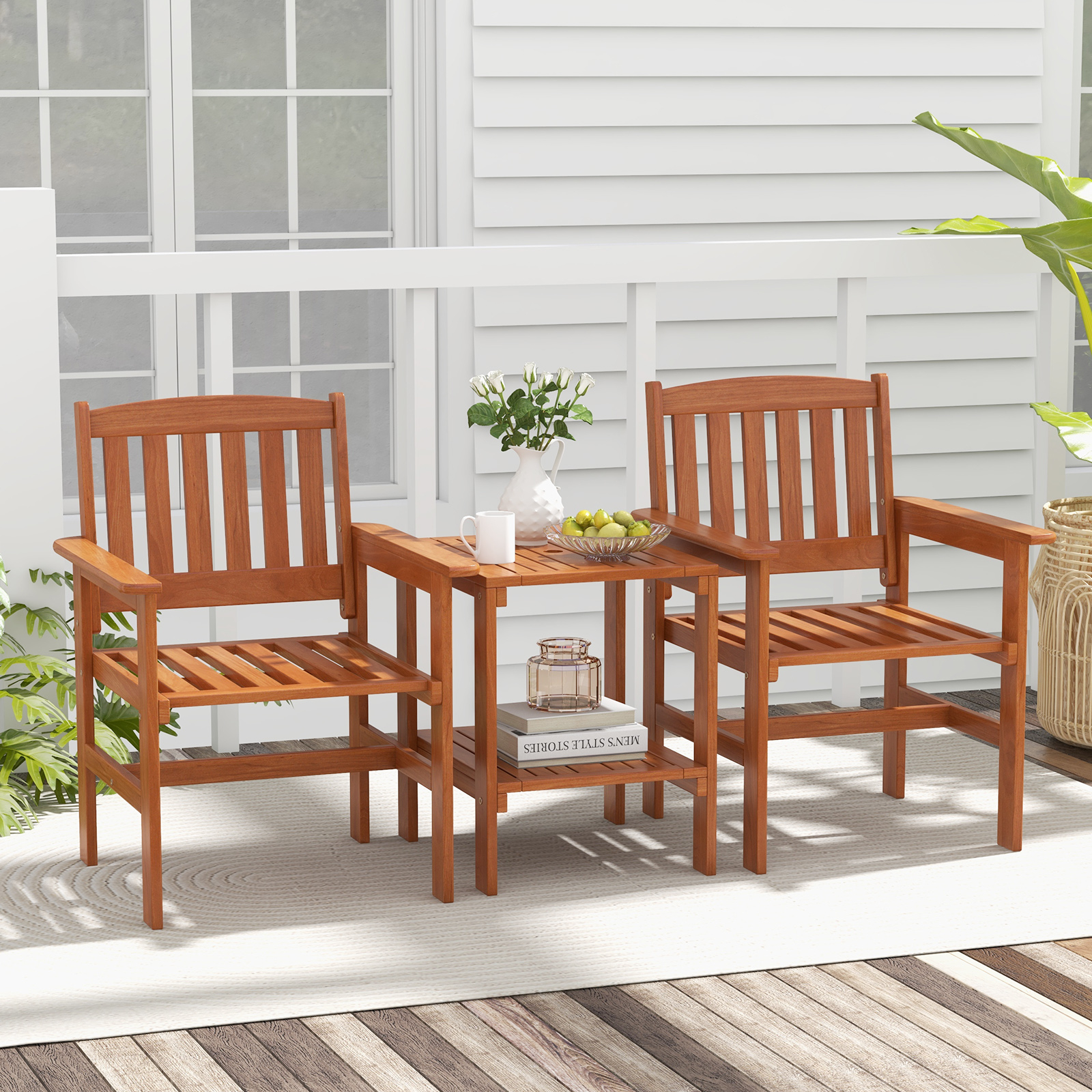 3 pc patio set with umbrella POLYWOOD Chippendale 3-Piece Chaise Lounge Chair Stand Accent Table in Vintage White The sturdiness and quality of the table and chairs are paramount too Outsunny 3 Piece Bar Height