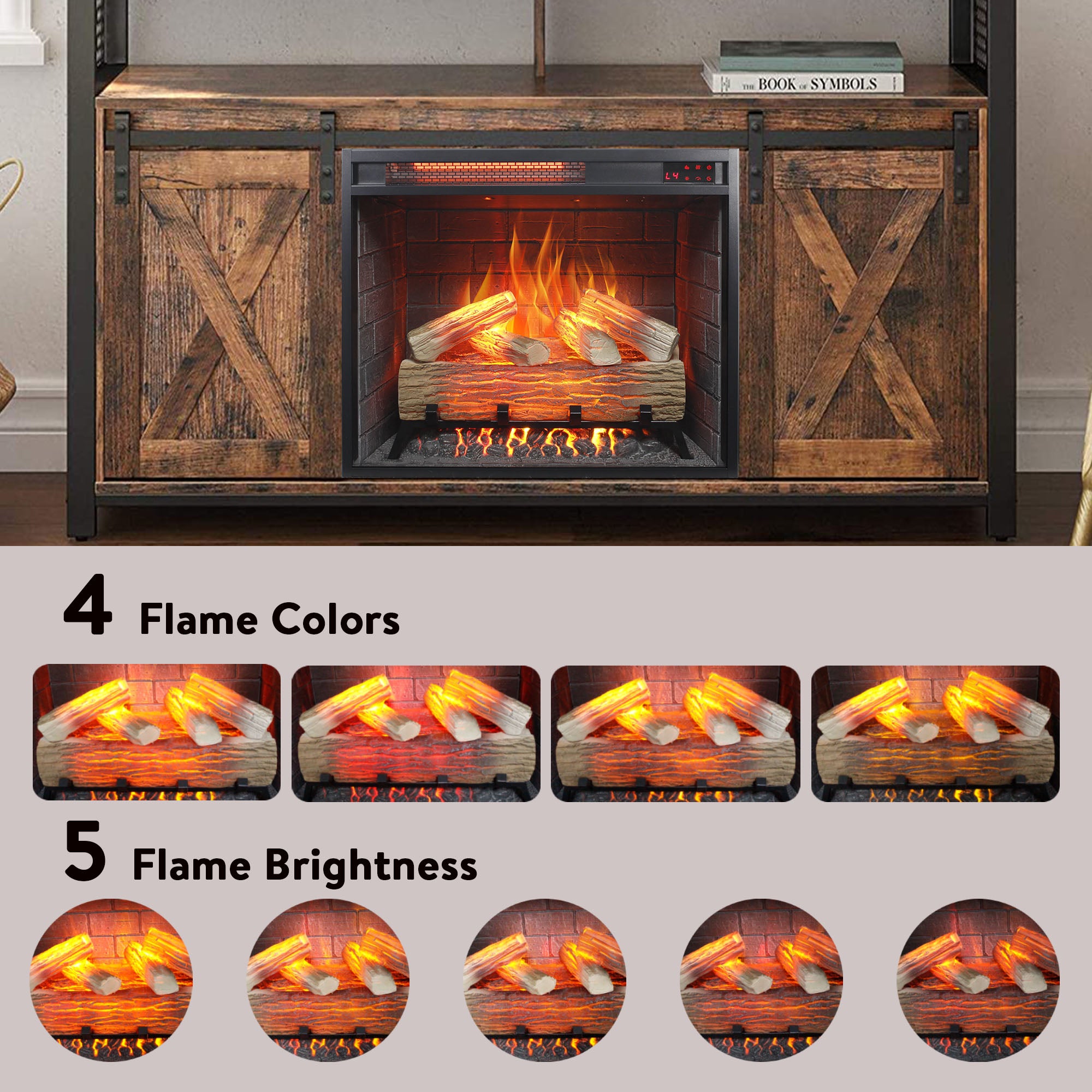 Mondawe 23 Inch Infrared Heating Electric Fireplace Insert with
