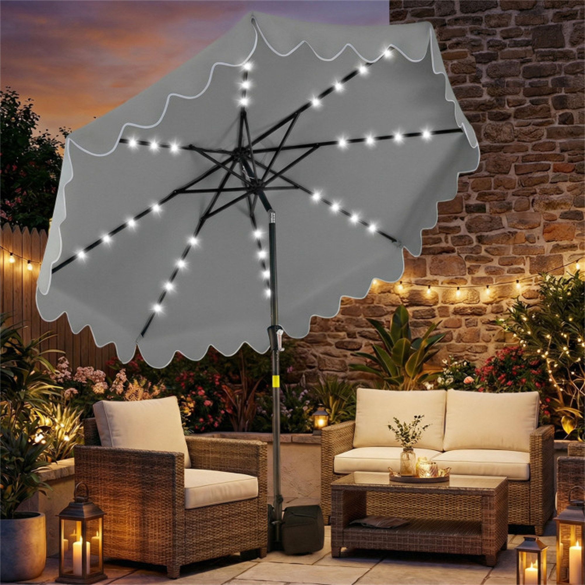 best patio umbrella with solar lights AreShark 15FT Lights, Double Sided Outdoor Table Umbrellas with Crank, Large Rectangular Market Umbrella for Porch, Lawn, Pool, Backyard, Navy : Patio, Lawn & Garden Constructed of weather and Uv resistant polyester canopy and steel frame 10FT Solar Offset Patio Umbrella