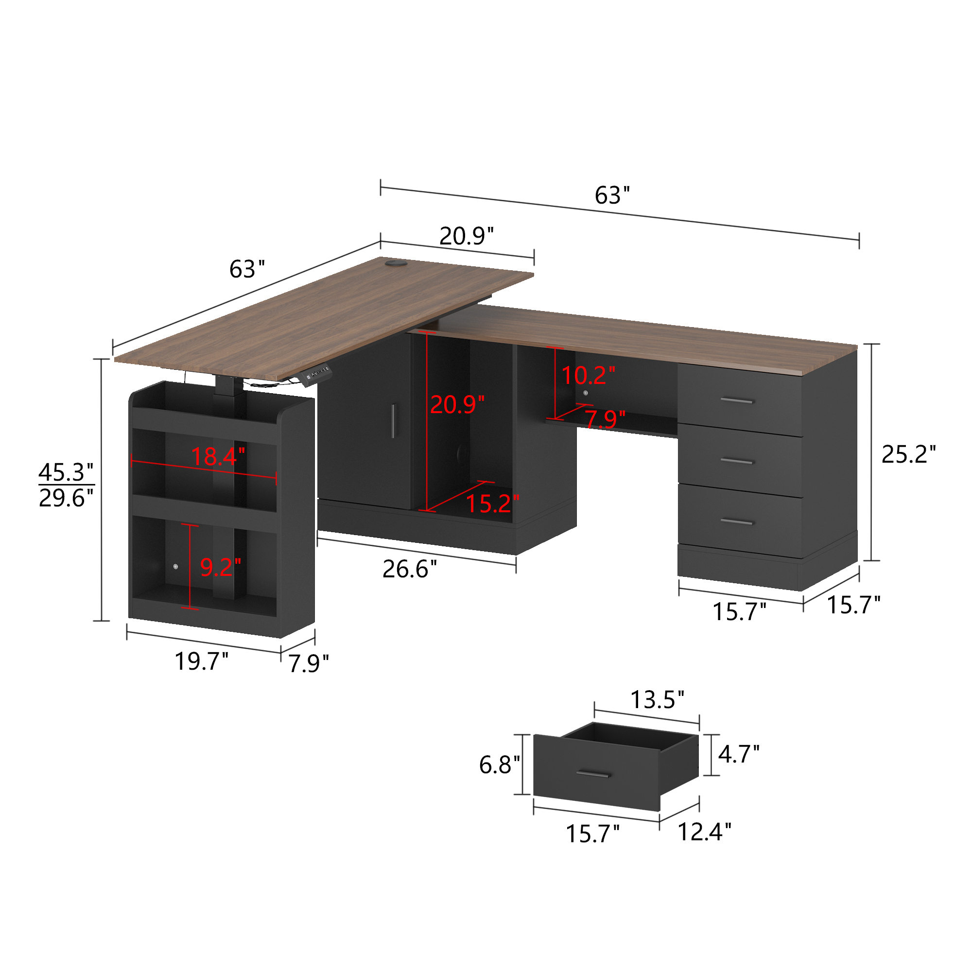 FUFU&GAGA L-Shaped Height Adjustable Office Desk - Perfect Blend