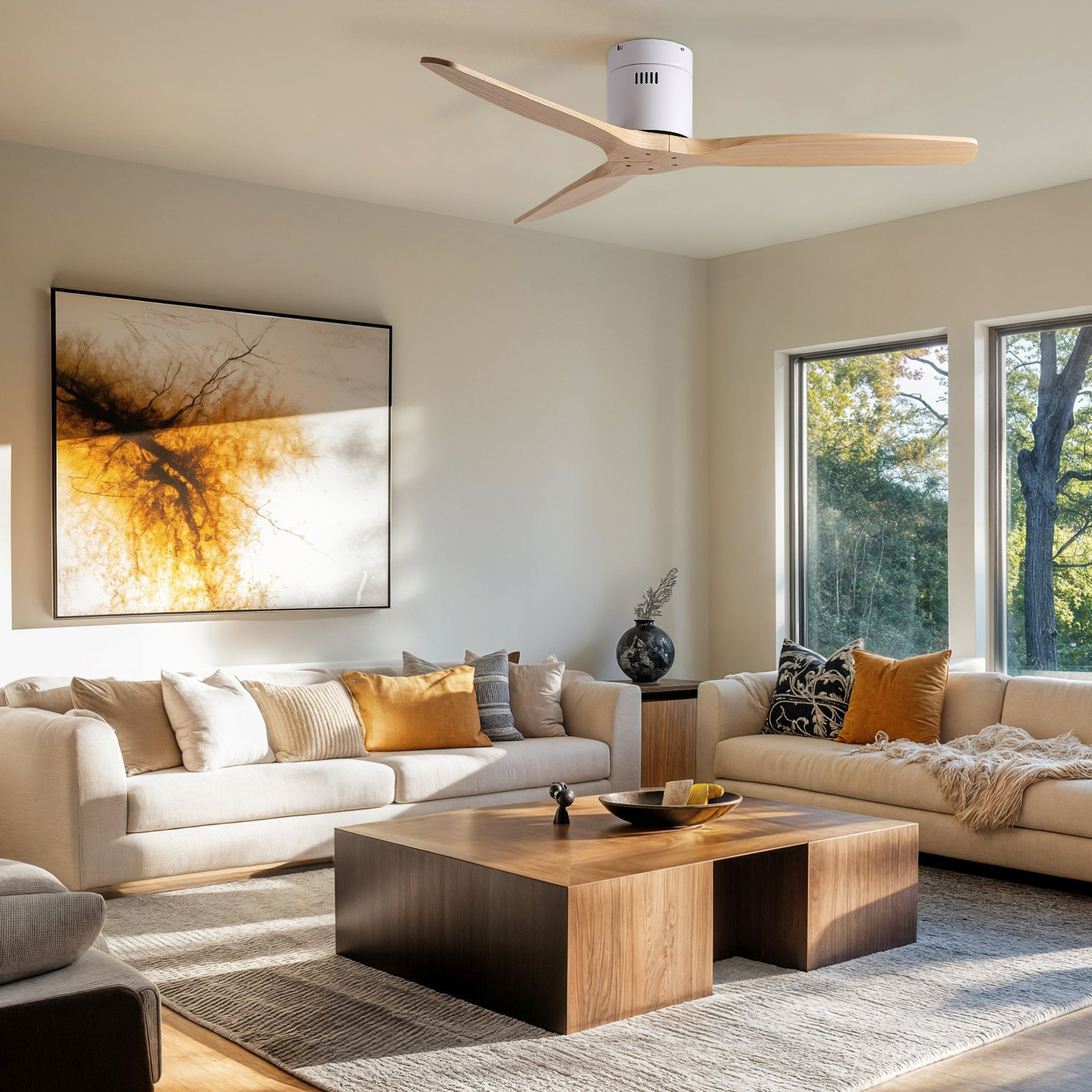 エース52 ELEMENT ACE 52 Inch Low Profile Flush Mount Ceiling Fan with