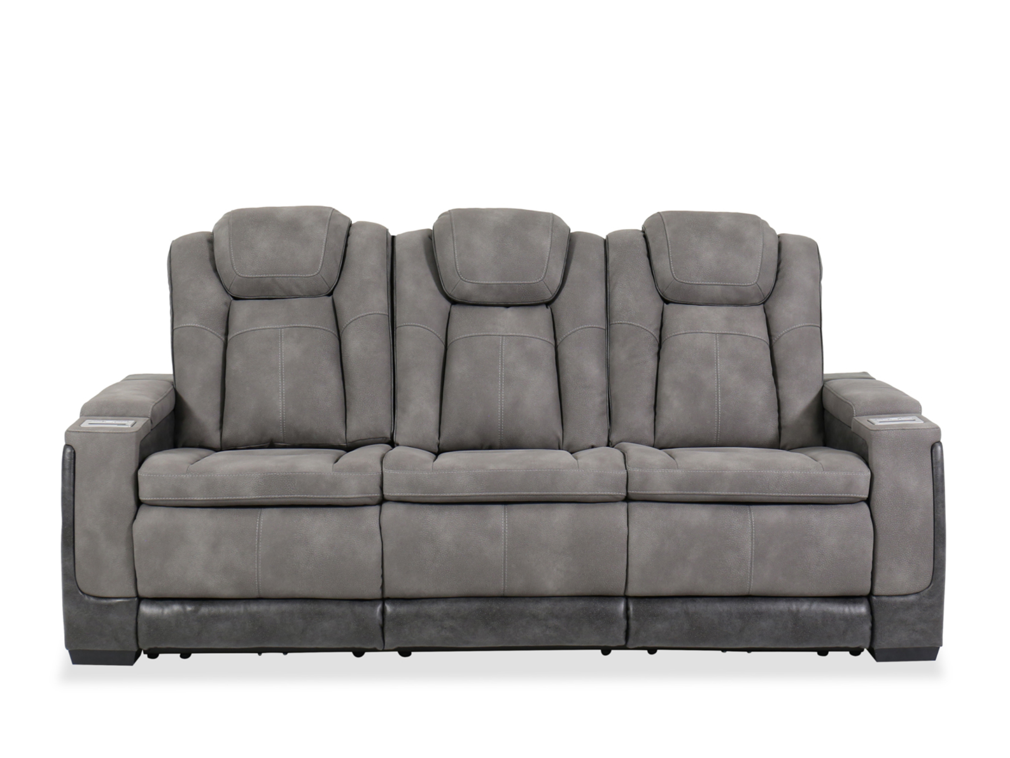Ashley NextGen DuraPella Dual Power Reclining Sofa in Gray Mathis Home
