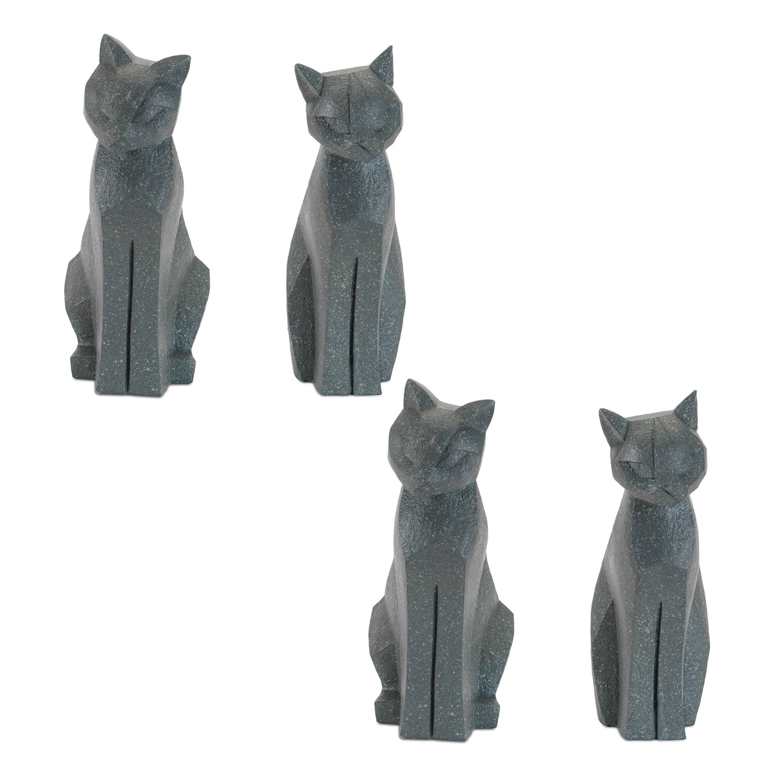Set of 4 Modern Sitting Cat Statues for Shelf, Desk, or Entryway Decor