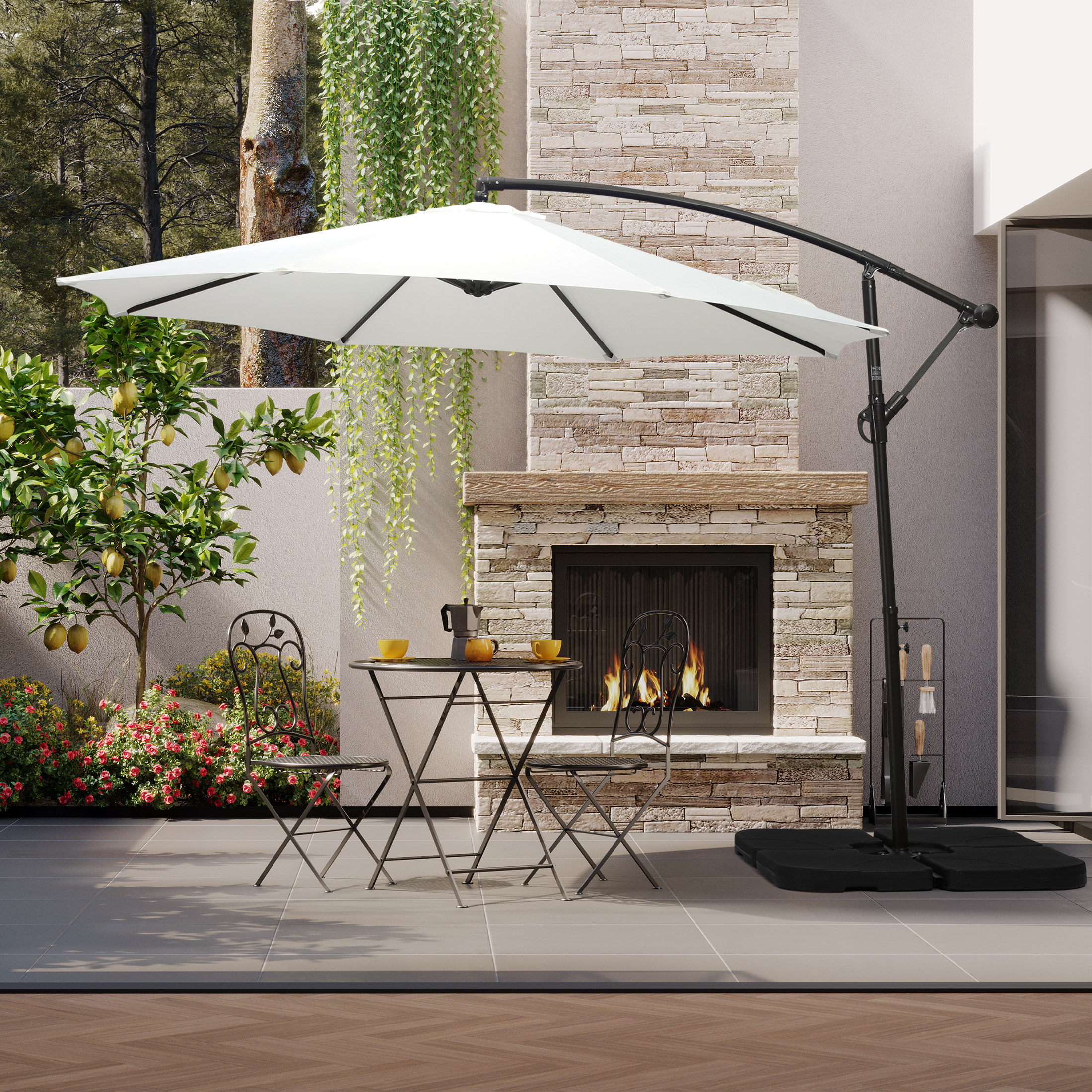 doral designs banana cantilever patio umbrella 10 ft Dropship 10FT Offset Patio Umbrella Cantilever Banana Umbrella With Crank  Tilt Cross Base Khaki to Sell Online at a Lower Price