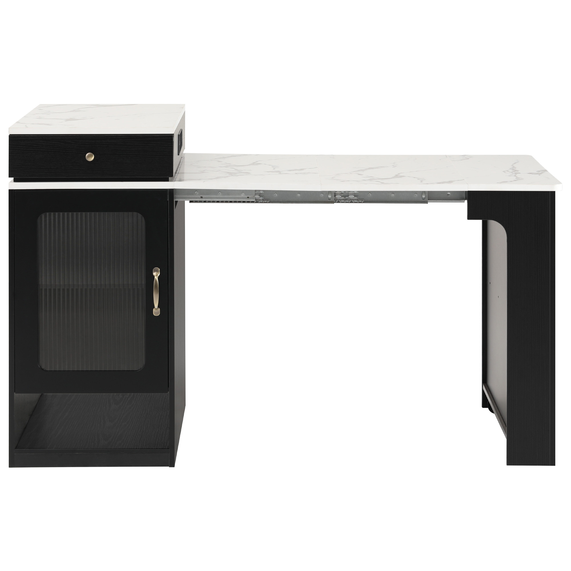 Merax Extendable Kitchen Island with Dining Table & Storage