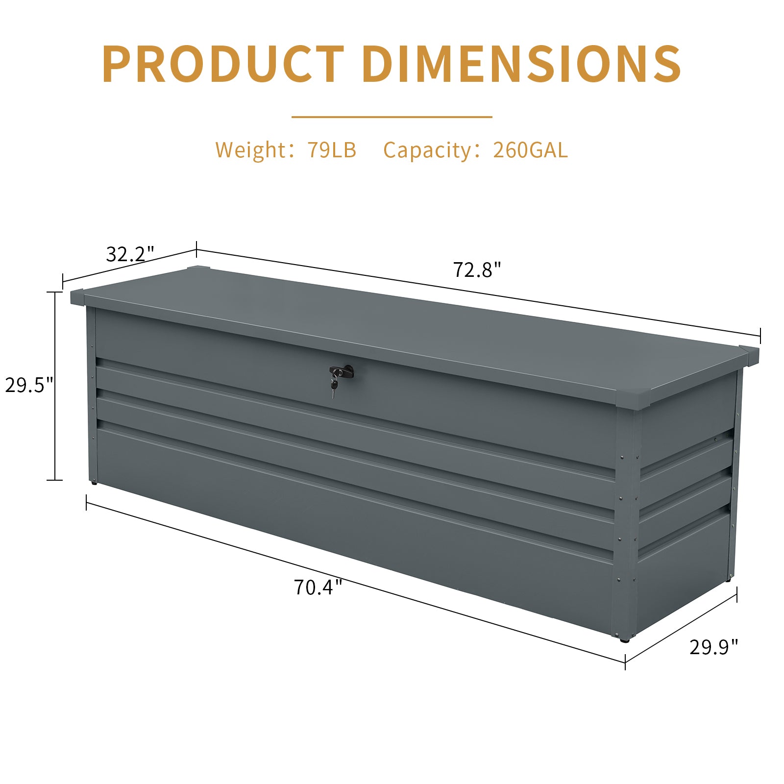 Mondawe 260 Gallon Weather-Resistant Metal Deck Box,Versatile