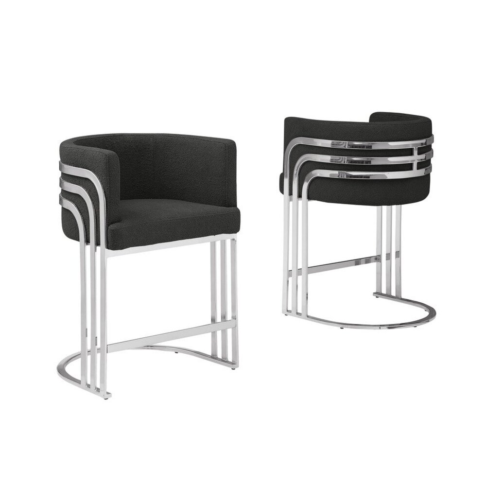 Best Quality Furniture Best Quality furnitre Black with silver counter height, Set of two