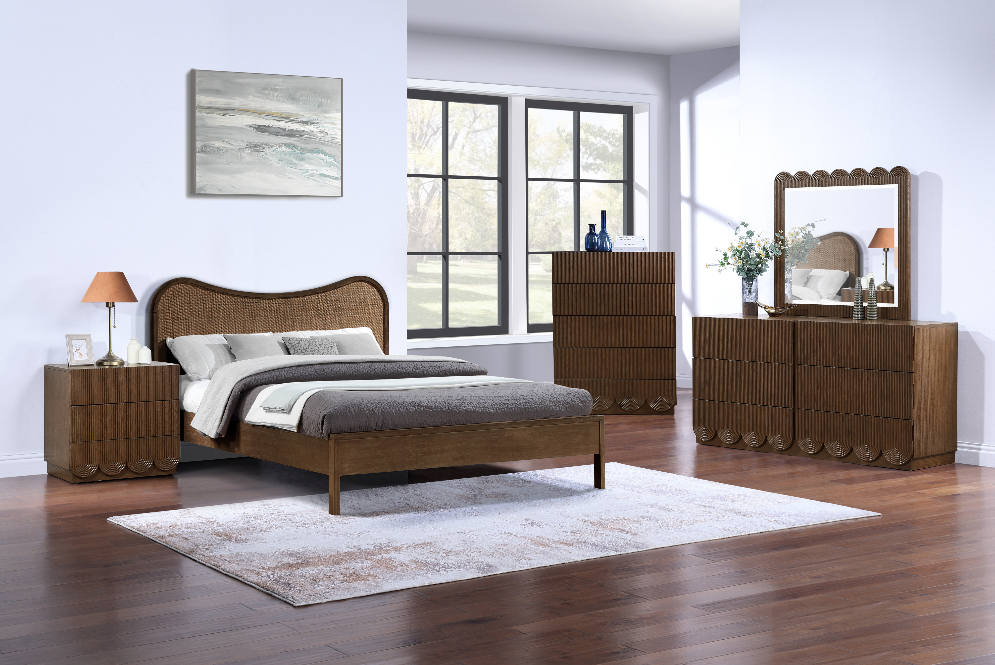 Scallop Oak Veneer Dresser - Brown