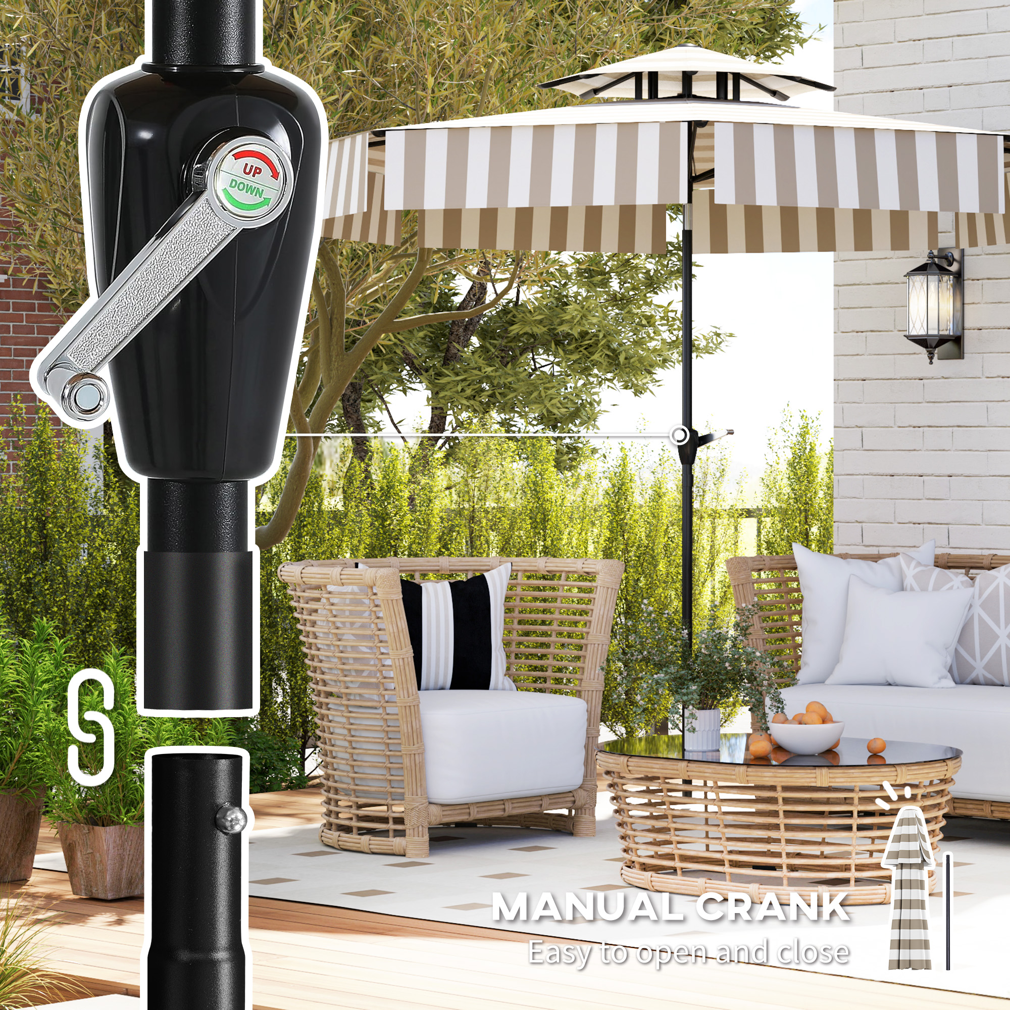 crank up patio umbrella TheLAShop 7.5' 6-Rib Tilt Outdoor Umbrella Lift The At Home Outdoor Patio Umbrella is a 7.5 9ft Manual-tilted Outdoor Umbrella with