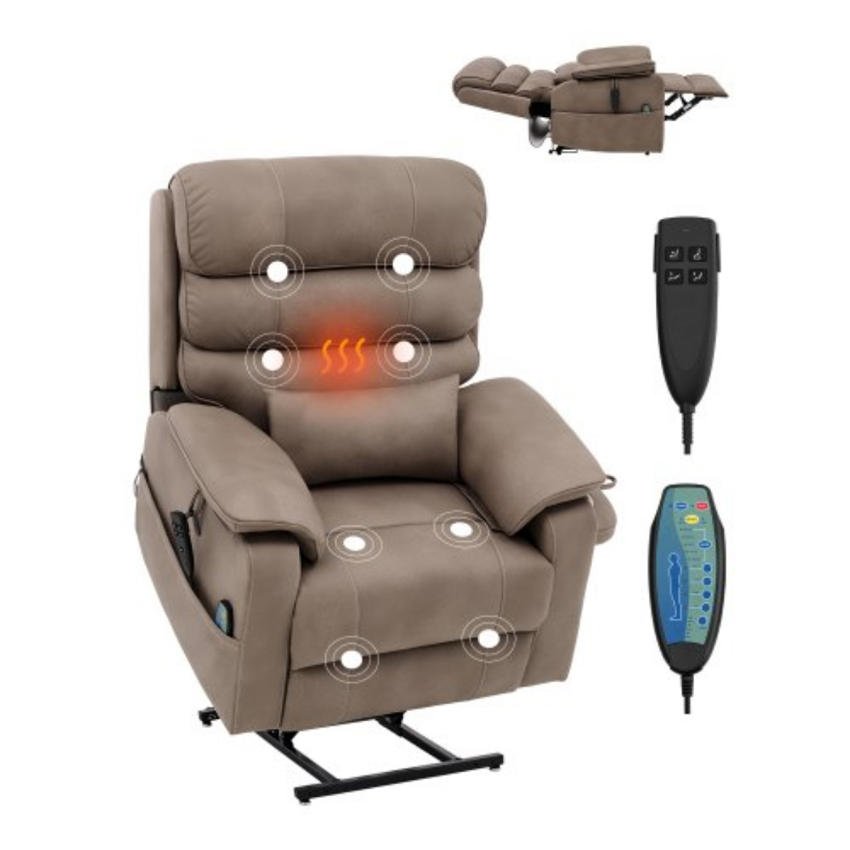 Slickblue Power Lift Chair with Massage & Heat  Medium-Wide Recliner Sofa with Dual Motors | Mathis Home